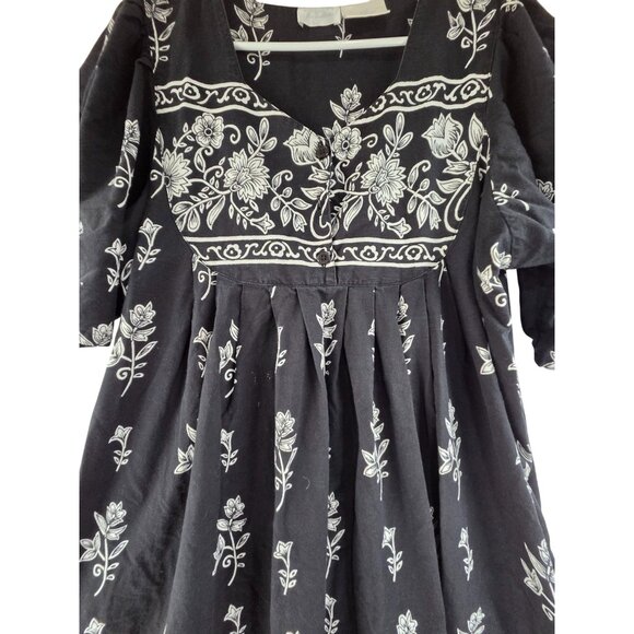 Fundamentals Women's Short Sleeve Pullover Midi Dress Kaften Floral Black Size L - Picture 4 of 8